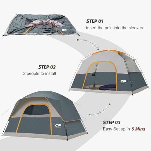 CAMPROS CP Tents for Camping 2/4/6 Person, Waterproof Windproof Dome Tent