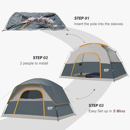 CAMPROS CP Tents for Camping 2/4/6 Person, Waterproof Windproof Dome Tent