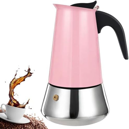 6 Cup Stovetop Espresso Maker Stainless Steel Moka Pot Stove Top Percolator Italian Coffee Makers Capable Mocha Greca Machine Cafe Classic Induction Cookers for Home and Camping 300ml 10oz