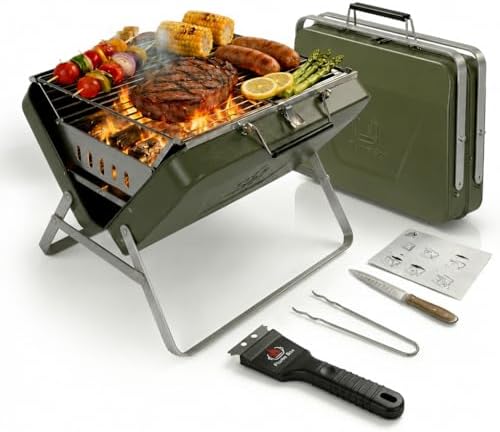 Ranger Plus Portable Charcoal Grill, Large Folding Camping BBQ