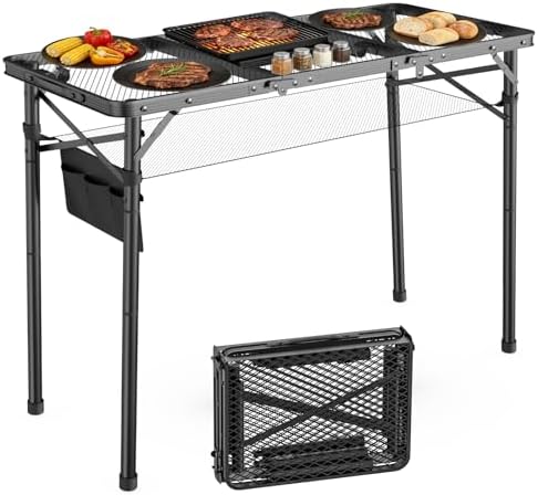 WildFinder Folding Grill Table, 3x1.3 FT Portable Camping Table, Foldable
