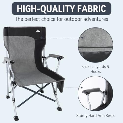 Ablazer 2 Pack Padded High Back Camping Chairs, 350 lb Capacity Each