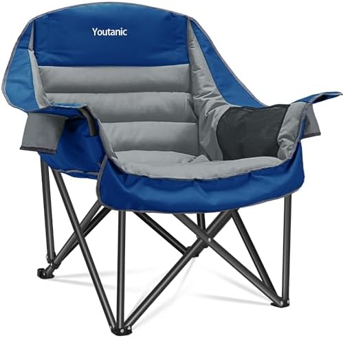 Youtanic Oversized Padded Camping Chair, Portable Folding Camping Chairs