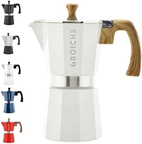 GROSCHE Milano Stovetop Espresso Maker Moka Pot 9 espresso Cup 15.2oz White