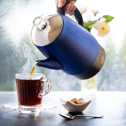Mixpresso 10 Cup Shiny Blue Electric Percolator Coffee Pot, Stainless Steel