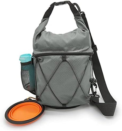 Waterproof Roll Top Pet Dog Food Travel Organizer Storage Bag Trash Bag Dispenser for Trips Outdoor Camping Free 350ml Portable Folding Bowl, 30 Cups / 10 lbs Large