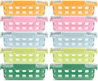 Ello Duraglass Glass Meal Prep Containers, 10 Pc, Meadow, 3.4 Cup (Pack of 2)