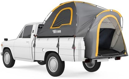 TUFFIOM 5.5-6ft Truck Tent, Pickup Truck Bed Tent with Waterproof PU3000mm and Double Layer for 2 People Camping, Easy Set Up, Portable for Truck Camper, Yellow