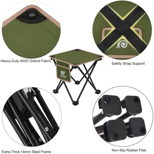 Opliy Camping Stool 2 Pack,Portable Folding Stool for Outdoor Gardening and Beach Hiking Fishing,Foot Stool with Carry Bag (Green)
