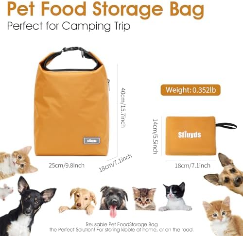 Dog Food Travel Bag 2PCS Collapsible Dog Travel Bowls dog food storage container 20L (Yellow, Large)