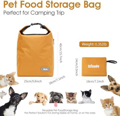 Dog Food Travel Bag 2PCS Collapsible Dog Travel Bowls dog food storage container 20L (Yellow, Large)