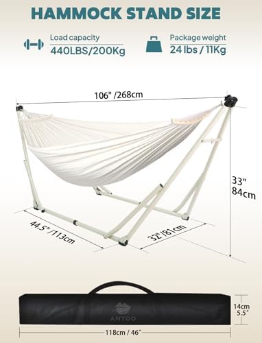 ANYOO 2-in-1 Hammock & Chair Stand with Collapsible Steel Frame & Carry Bag