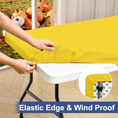 homing Rectangle Table Cloth Cover 4 Foot Yellow Elastic Fitted Tablecloth
