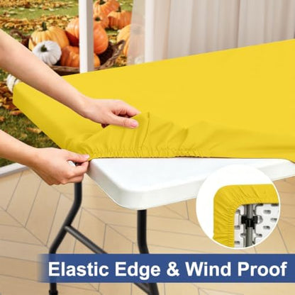 homing Rectangle Table Cloth Cover 4 Foot Yellow Elastic Fitted Tablecloth