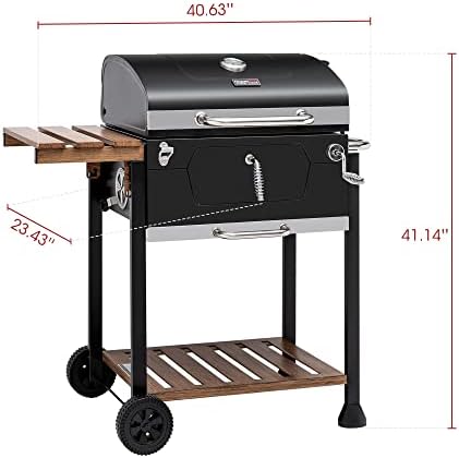 Royal Gourmet CD1824M 24-Inch Charcoal Grill, Folding Table, 490 Sq. In.