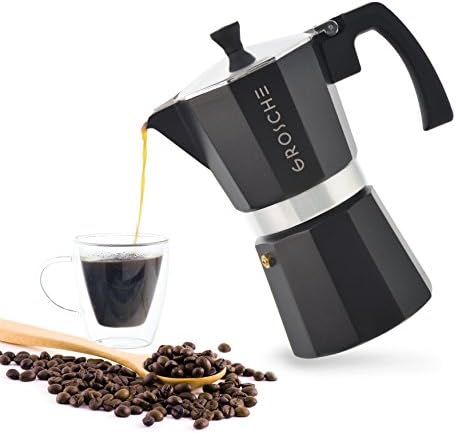 GROSCHE Milano Stovetop Espresso Maker Moka Pot 6 espresso Cup, 9.3oz Black