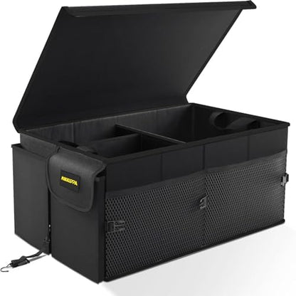 MIKKUPPA Trunk Organizer with Lid - 75L Collapsible Car Organizer, Black