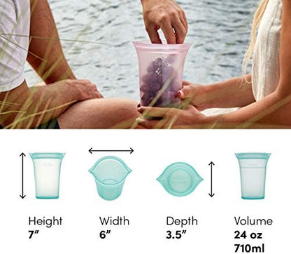 Zip Top Reusable Food Storage Bags | Large Cup [Lavender] | Silicone Meal Prep Container | Microwave, Dishwasher and Freezer Safe | Made in the USA