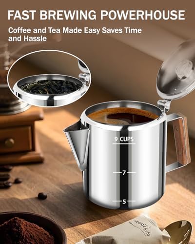 Coffee Maker 9 Cup Coffee Percolator 304 Stainless Steel Pot