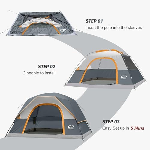 CAMPROS CP Tents for Camping 2/4/6 Person, Waterproof Windproof Dome Tent