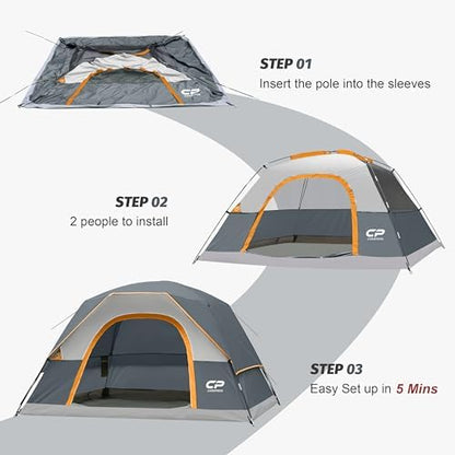 CAMPROS CP Tents for Camping 2/4/6 Person, Waterproof Windproof Dome Tent