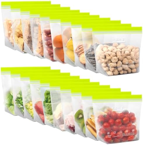 SPLF 20 Pack Reusable Sandwich Bags Dishwasher Microwave Safe