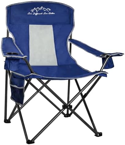Camping Chairs Outdoor Portable Folding Chair with Mesh Back, Blue