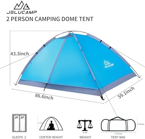 JELUCAMP 1/2/4/6 Person Dome Tents for Camping Lightweight Backpacking Tent