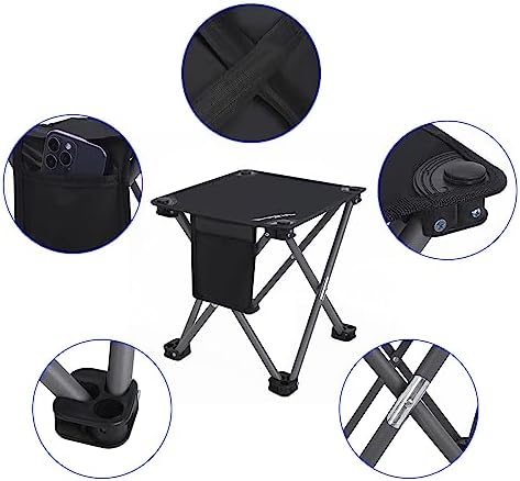 Roptat 2 Pack Camping Stool,Portable Folding Compact Lightweight Stool Seat for Camping Fishing Hiking Gardening Outdoor Walking Backpacking Travelling and Beach with Carry Bag (Black)