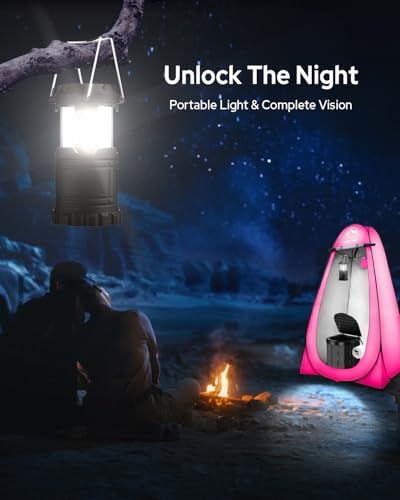 Portable Toilet Kit, Camping Toilet with Pop-Up Privacy Tent and Poo Gel Toilet Bags, Washable Portable Outdoor Showers Changing Rooms