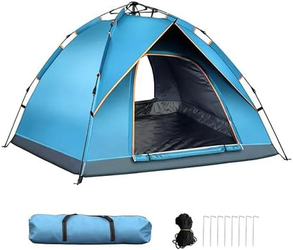 Quick Set Up Waterproof 4-Person Camping Tent with Bug Netting - Instant Pop-Up Tent for Family Camping & Hiking | All-Weather 4-Season Outdoor Shelter
