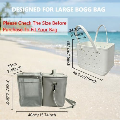 Insulated Cooler Organizer Insert for XL Bogg Bag Accessories, 2-in-1 Dry-Wet Separate Cooler for Beach Rubber Tote, Leak-Proof Ice Chest & Mesh Storage Bag Divider for Pool Camping Picnic