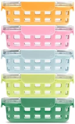 Ello Duraglass 3.4 Cup Glass Meal Prep Containers, 10 Pc, 5 Pack, Meadow