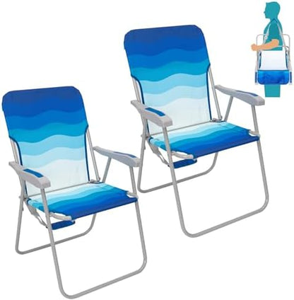 #WEJOY Folding Beach Chairs for Adults, High Back Lightweight for Camp Lawn