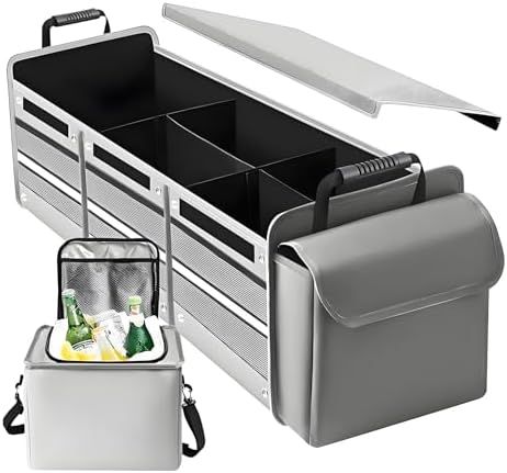 95L Collapsible Car Trunk Organizer, Detachable Insulated Cooler Bag