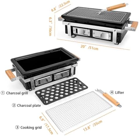 ONLYFIRE GRILLS Charcoal BBQ Hibachi Grill with Grid Lifter, GS306