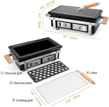 ONLYFIRE GRILLS Charcoal BBQ Hibachi Grill with Grid Lifter, GS306