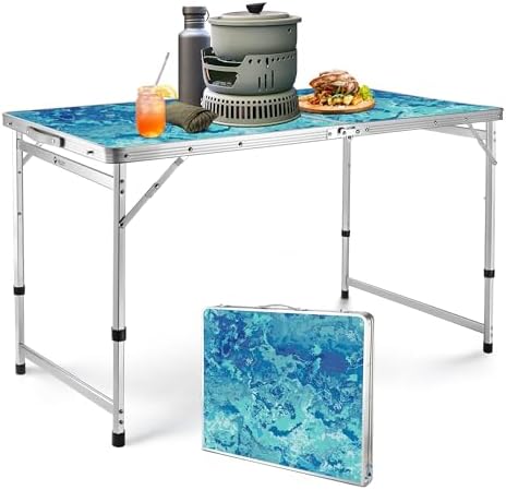 VILLEY Folding Camping Table 4FT, Portable Small Picnic Table