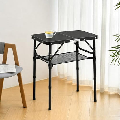 Folding Table Small, 24"Lx 16"W Aluminum Camp Table with Adjustable Height