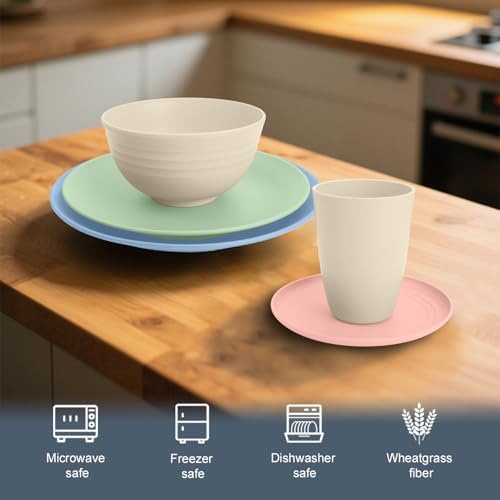 40 PCS Wheat Straw Dinnerware Sets for 8, Dish Sets for 8(Colorful)