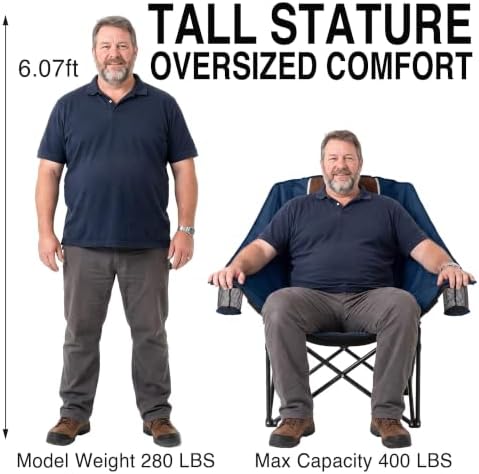 Oversized Camping Chair with Foot Rest, Heavy Duty 400 lbs