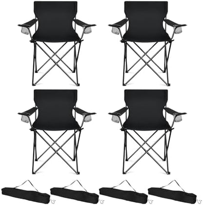 HaSteeL Camping Chairs, 4Pcs Oversized Folding Lawn Chairs for Adults