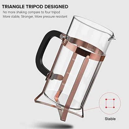 QUQIYSO French Press Coffee Maker, Borosilicate Glass Coffee Press