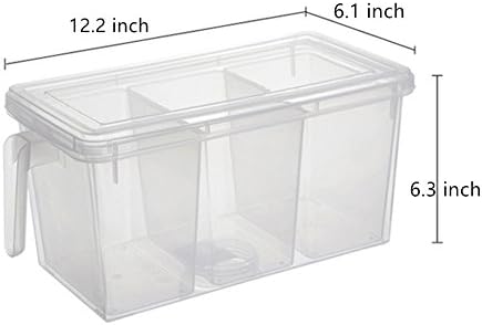 2 Pack Plastic Divided Veggie Storage Containers with Lids and Handles for Fridge Storage Organizer Boxes for Refrigerator Produce Beans Fruits Organzation