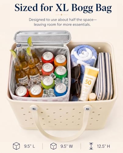 Insulated Cooler Organizer Insert Compatible with XL Bogg Bag,2-in-1 Dry-Wet Separate Tote Insert Leakproof Cooler&Mesh Storage Bag,Bogg Bag Accessories for Beach,Camping