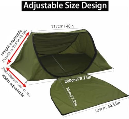 Portable Camping Tent with Double Door Design, Folding Mosquito Net Shelter with Storage Bag, Army Green