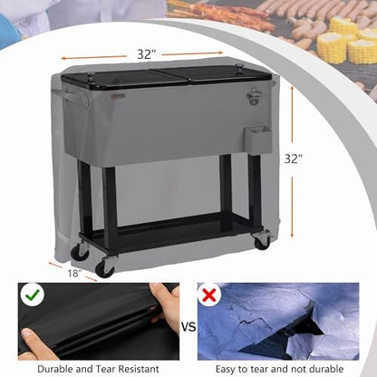 Cooler Cart Cover for 80-100 Qt Patio Rolling Ice Chest Cart,32"Lx18"Wx32"H