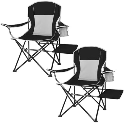 XGEAR 2-Pack Camping Chairs 350LBS Heavy Duty Folding Chair with Side Table