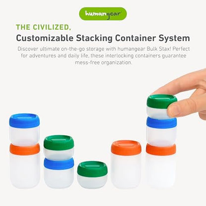 humangear STAX Stackable Containers, Small Tall, Clear/Orange