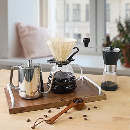 SOTECH Pour Over Coffee Maker Set, Manual Coffee Kit with 600ml Gooseneck Kettle, Filter Holder, Glass Server & Paper Filters, Portable Outdoor Coffee Dripper Gift Set